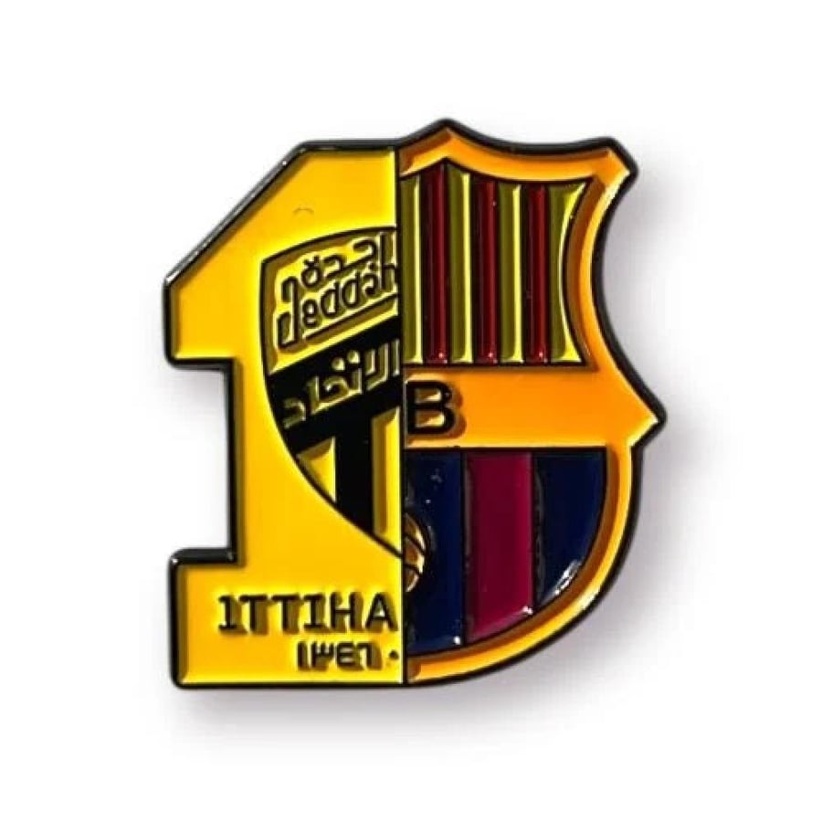 Sticker of the logo of Al Ittihad Club and Barcelona