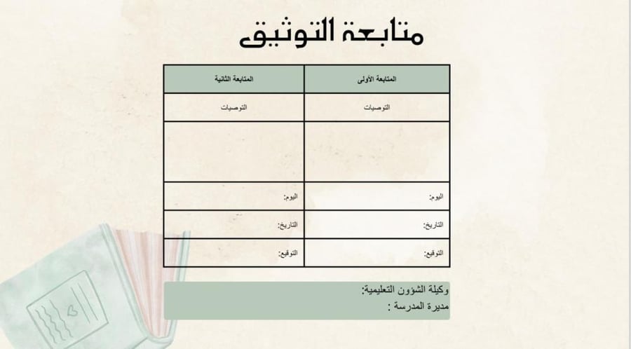 سجل توثيق شواهد الأداء الوظيفي2 معلمات