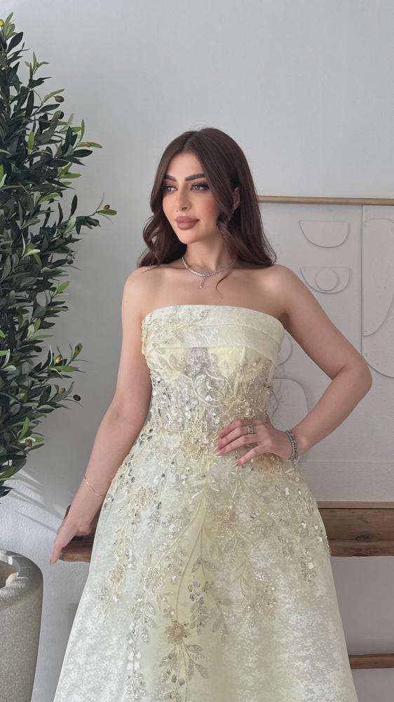 فستان سهرة فرنسي لإطلالة مختلفة ومميزة طلة ملكية