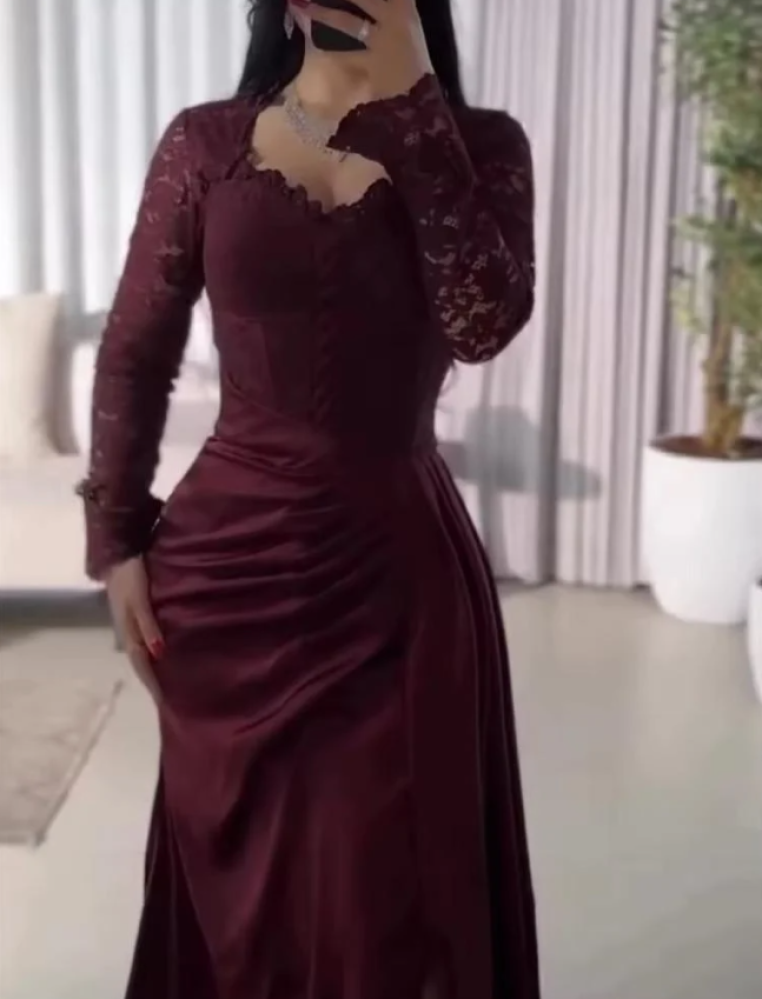 فستان سهرة أنيق ستان دانتيل