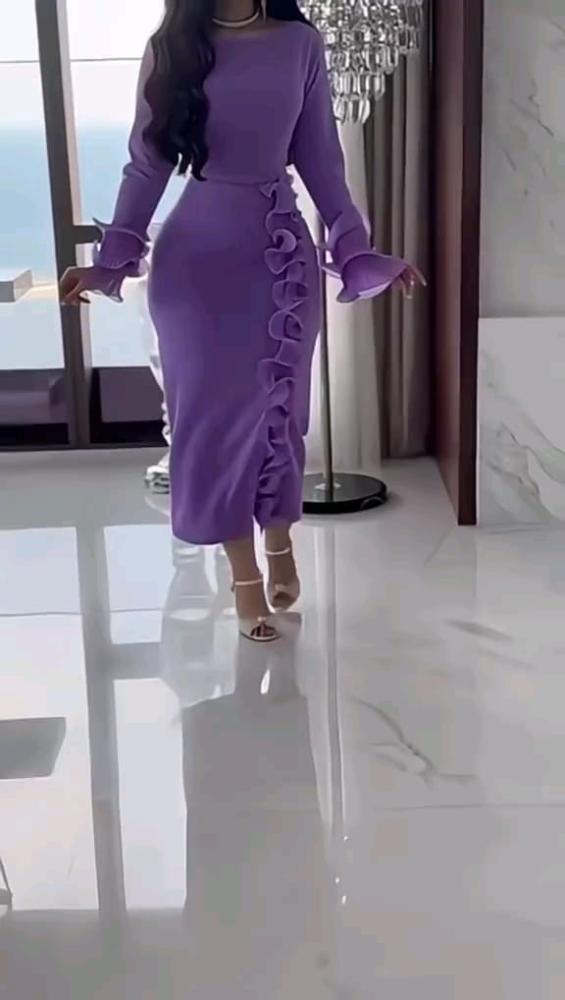 فستان فخم الورود المتموجة MA