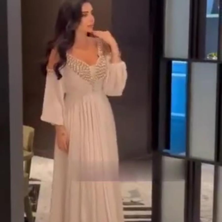فستان سحر اللؤلؤ المن الشيفون الناعمي SMA