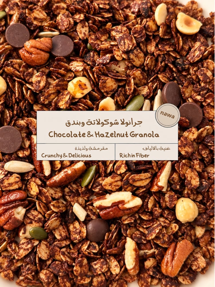 جرانولا شوكلاتة و بندق