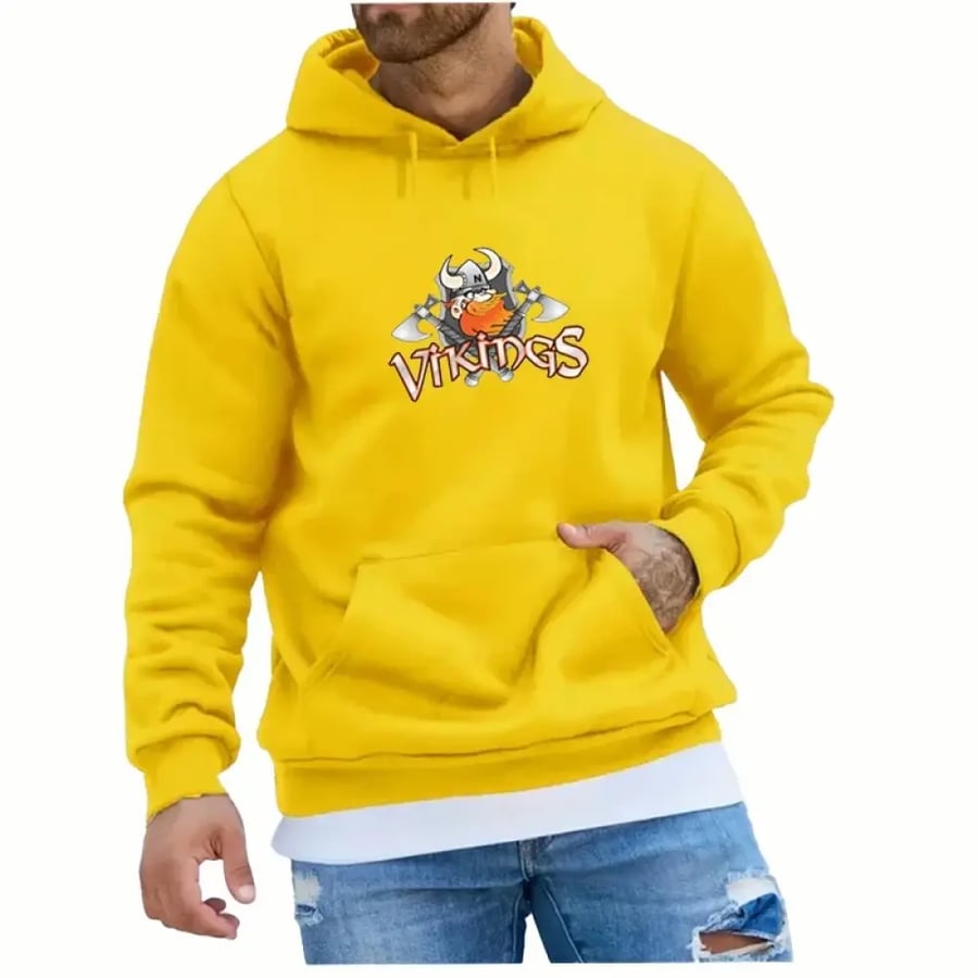 فايكنغ الرجال الرسومات المطبوعة هوديس ، قمم فضفاضة ، بلوزات الذكور ، الهيب هوب الشارع الشهير ، رسومات الكرتون ، ملابس الخريف