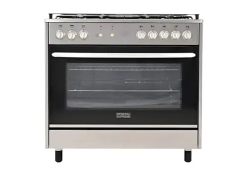 فرن غاز جنرال سوبريم ,  مقاس 90*60 سم, 5 شعلات غاز ,شواية , امان كامل ، ستيل ، ايطالي ,  GS-96X