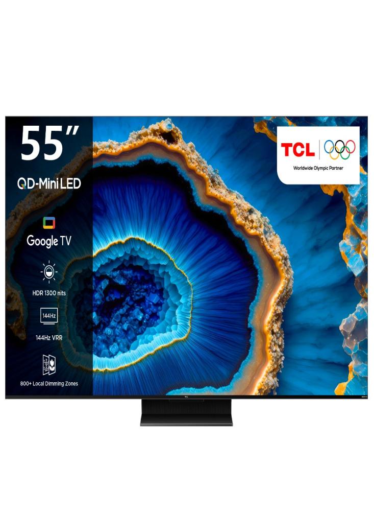 شاشة تي سي إل QD Mini LED 4K 55 بوصة أسود