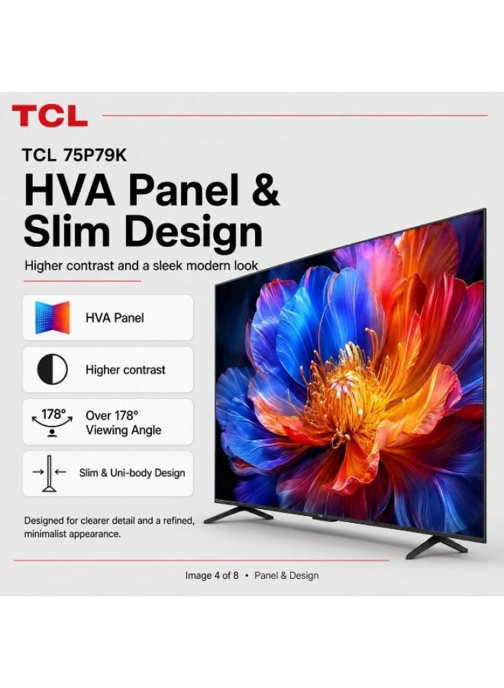 شاشة تي سي إل 75P79K 4K Ultra HD 75 بوصة أسود