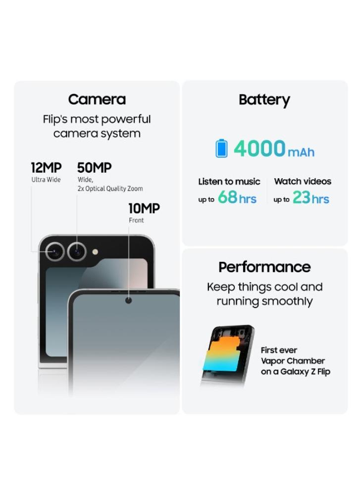 جوال سامسونج Galaxy Z Flip 6 رام 12 جيجابايت 256 جيجابايت 5G فضي