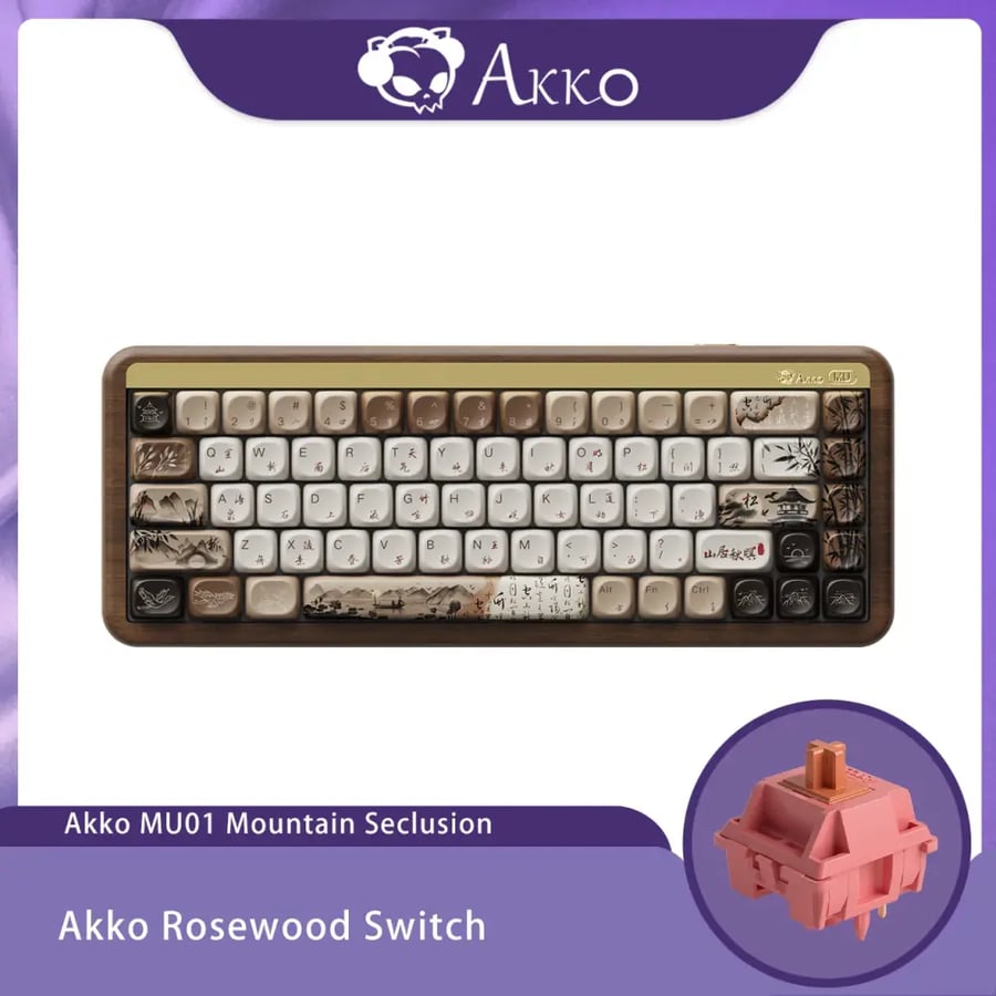 Akko MU01 لوحة مفاتيح ميكانيكية خشبية 75% RGB قابلة للتبديل السريع BT 5.0/2.4G /Type-C لهيكل حشية موضوع الشعر Typist