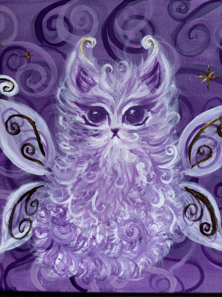 magical purple cat painting