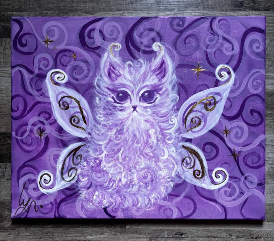 magical purple cat painting
