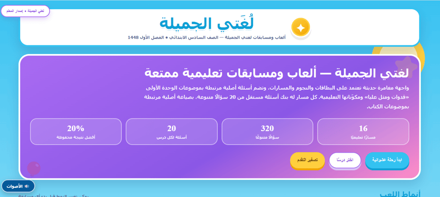 مسابقات وألعاب لجميع وحدات  لغتي الجميلة للصف الثاني ابتدائي
