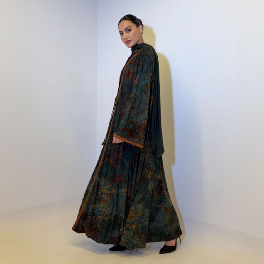 Olive green stretch abaya