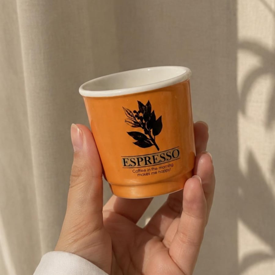Porcelain espresso cup in caramel color – capacity 90 ml