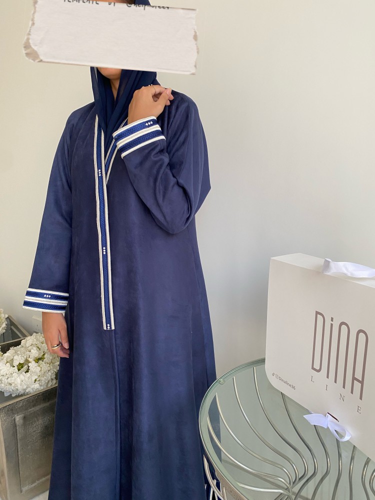 Winter abaya Shumouah in navy blue Dl09