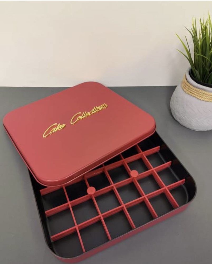 Luxury basbousa tray for serving, red square