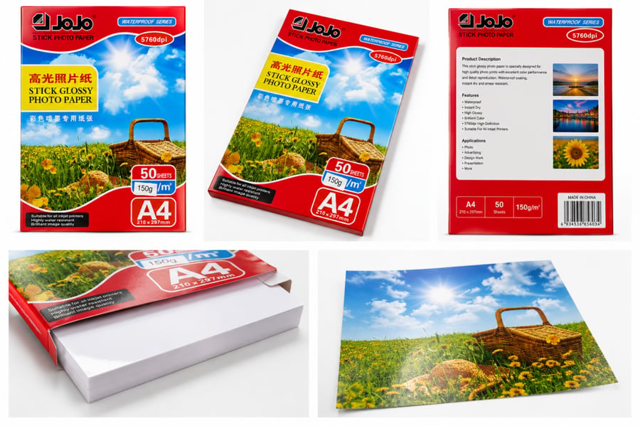 Glossy waterproof photo adhesive paper 150gsm - A4 / 50 sheets