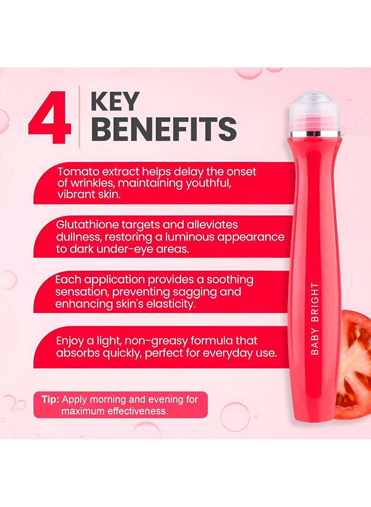 Bright eye serum with tomato and glutamate from Baby Bright 15 ml, provides renewed care for the eye with natural extracts and ingredients for a fresh, youthful, and lively appearance