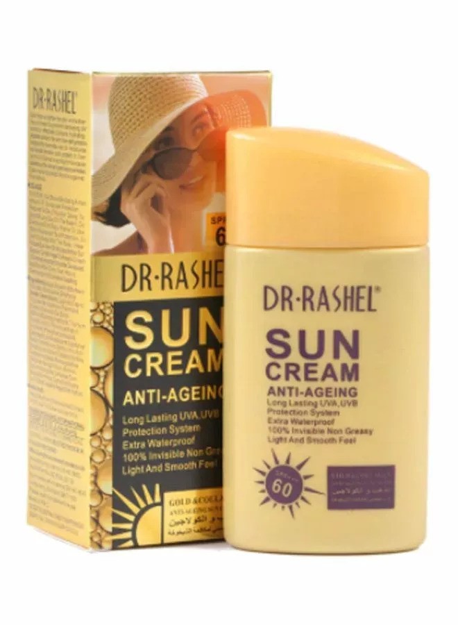 واقي شمس مقاوم لعلامات التقدم بالعمر بعامل حماية من الشمس SPF60 ذهبي 80جم