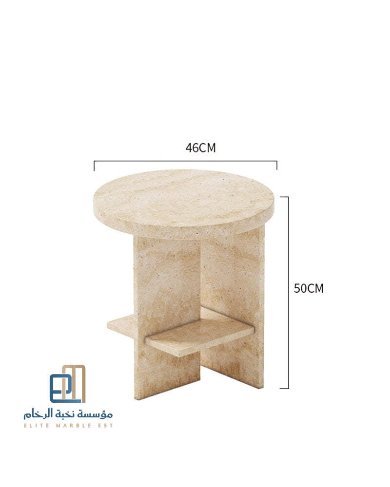 طاولة جانبية مقاس قطر 35*35 ارتفاع 60 سم رخام ترفنتينو