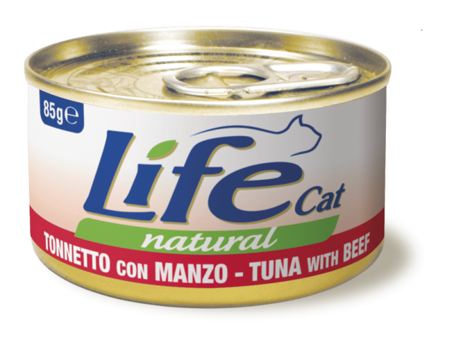 لايف كات LifeCat تونة مع اللحم البقري 85 جم للقطط