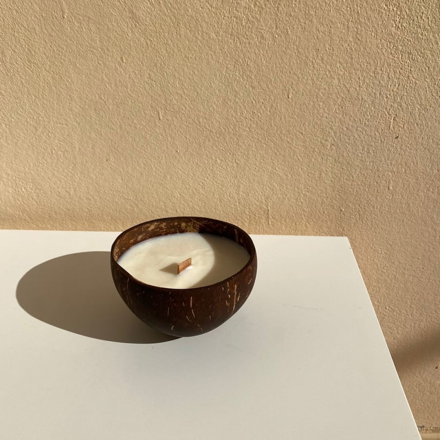 Candle with coconut shell