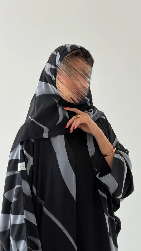 عباية كريب وشيفون كلوش - موديل S237 - صورة 3