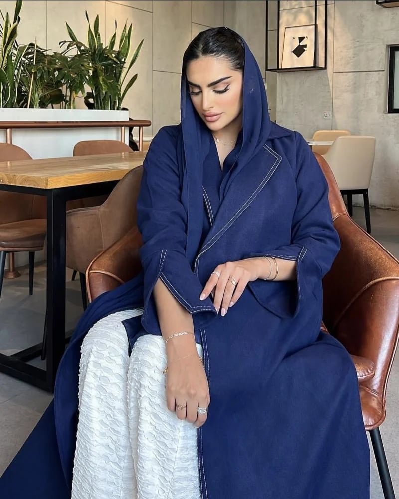 عباية كحلية رسمية بليزر نص كلوش بتحديد خياطة فاخر - Seventy One