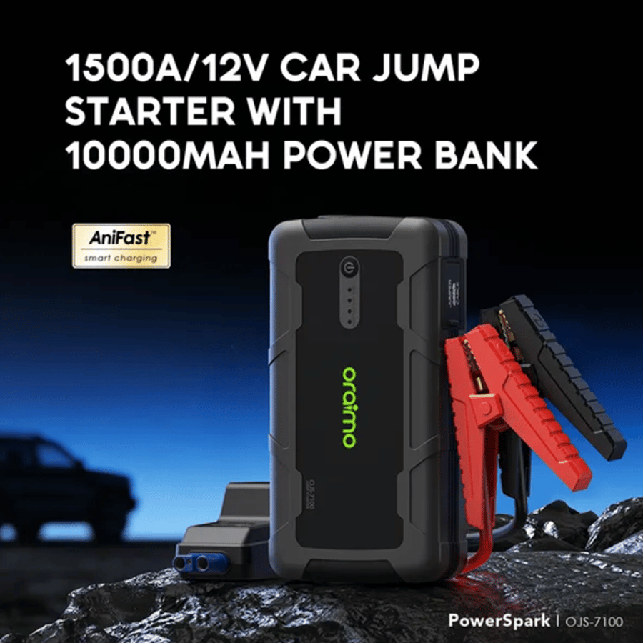 أورايمو جهاز تشغيل طوارئ السيارة PowerSpark 1500 أمبير مع بطارية 10000mAh - رمادي