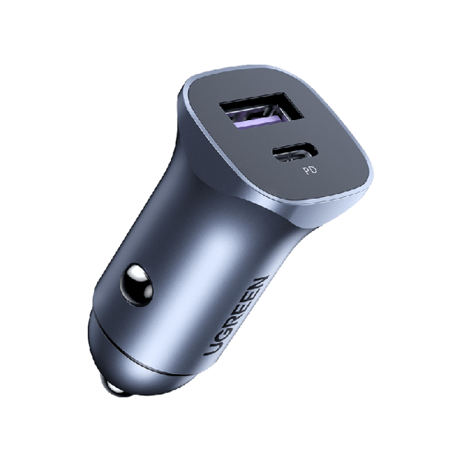 يوجرين شاحن سيارة منفذ USB ومنفذ PD بقوة 30 واط - رمادي
