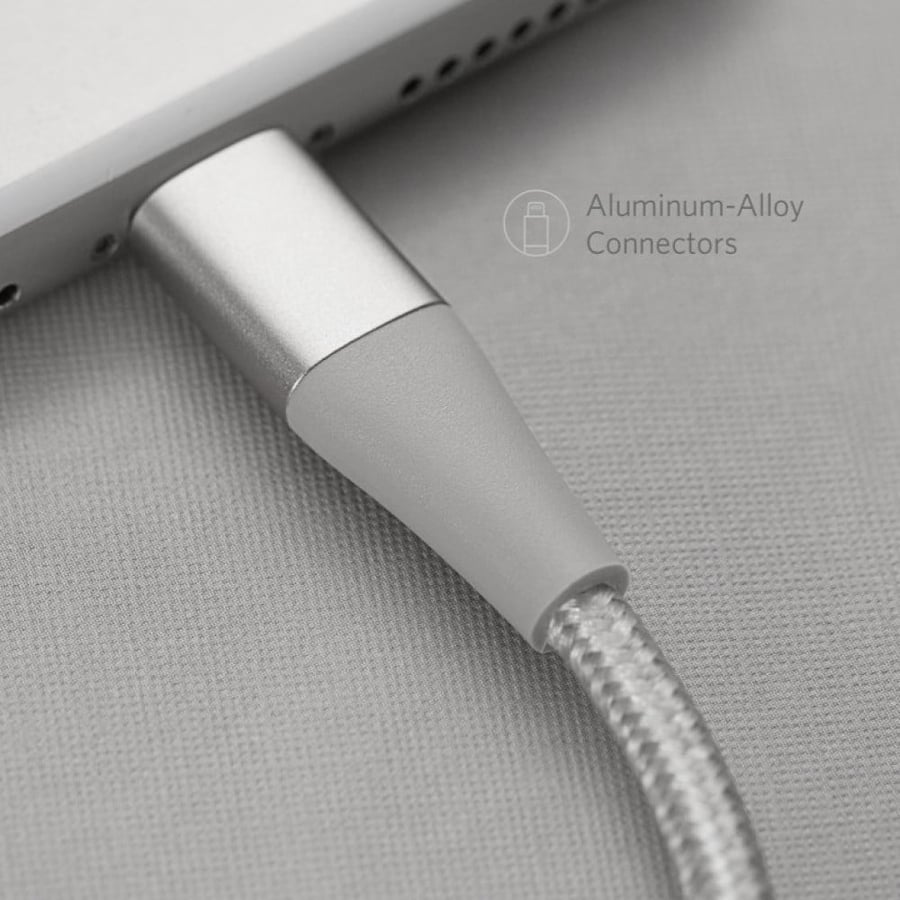 سلك شاحن ايفون انكر powerline 2 plus مغطى بالقماش يتحمل حتى 30