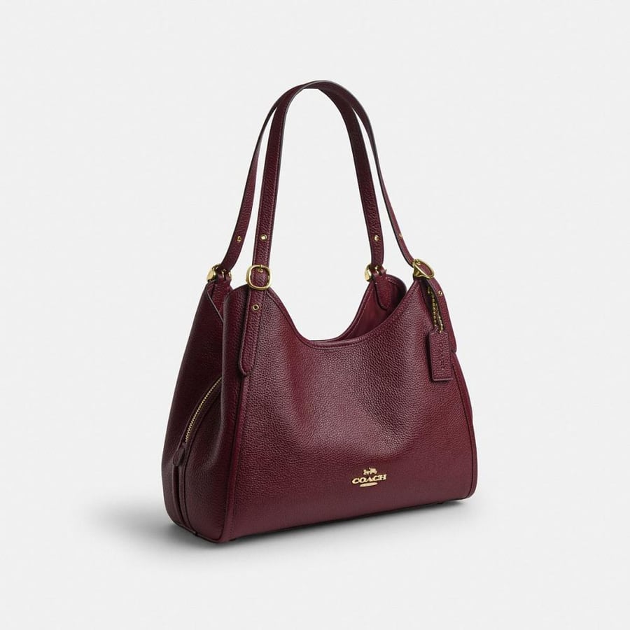 كوتش إيرين للكتف من الجلد المحبب - كرز داكن عنابي - a3