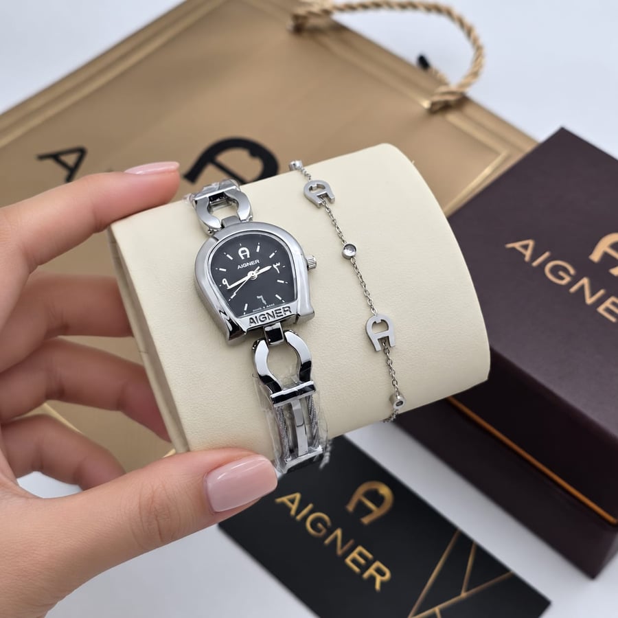 ساعه نسائية من ماركة أقنر بألوان متعددة + إسوارة