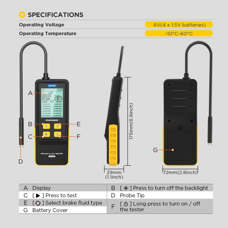 جهاز فحص زيت الفرامل اوتول AUTOOL AS502