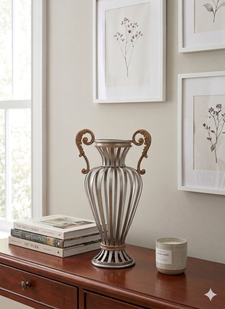 Metal vase with Amfora classic design