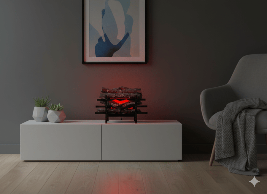 Decorative illuminated firewood for the fireplace