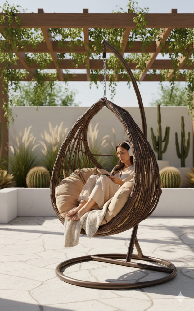 Hanging swing chair with water drop design, perfect for indoor and outdoor relaxation