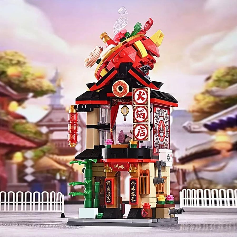 K28013 Compatible assembly with Lego artistic piece depicting the details of traditional Asian restaurants with a modern and playful touch