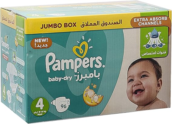 حفاضات بامبرز بوكس مقاس 4 عدد 96 قطعة