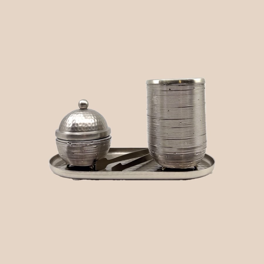 Round incense burner set with base and incense box