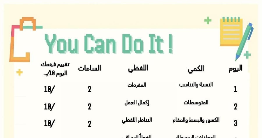 مثال توضيحي لملف مذاكرة القدرات