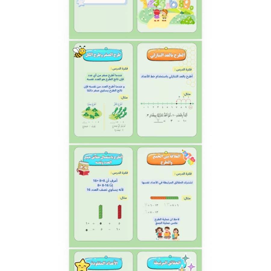 طرائق الطرح مطويه فرديه رياضيات ثاني ابتدائي الترم الاول
