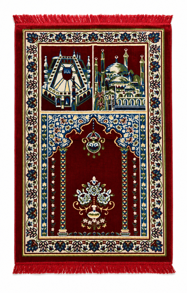 سجادة صلاة التصميم القديم ( اللون أحمر )