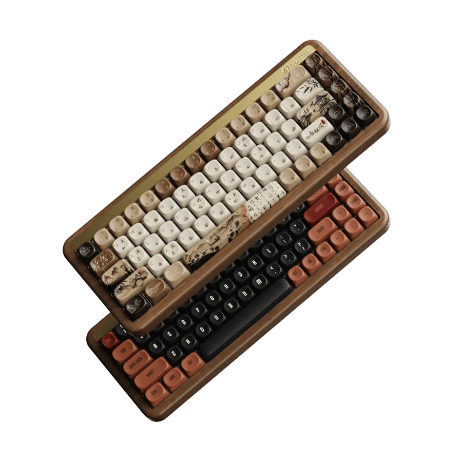 Akko MU01 لوحة مفاتيح ميكانيكية خشبية 75% RGB قابلة للتبديل السريع BT 5.0/2.4G /Type-C لهيكل حشية موضوع الشعر Typist