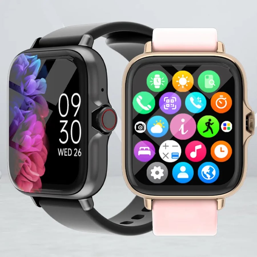 ساعة ذكية 1.83” مقاومة للماء – مكالمات ورسائل مع تتبع النوم والرياضة لهواتف iPhone وAndroid