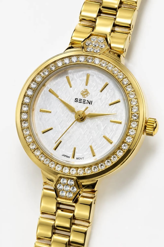 ساعةنسائية ماركة سين تايم ST6075  ذهبي ابيض