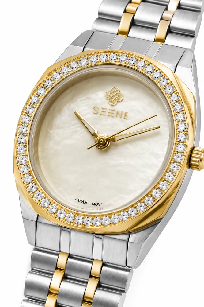 ساعةنسائية ماركة سين تايم ST-2512 لونين ذهبي