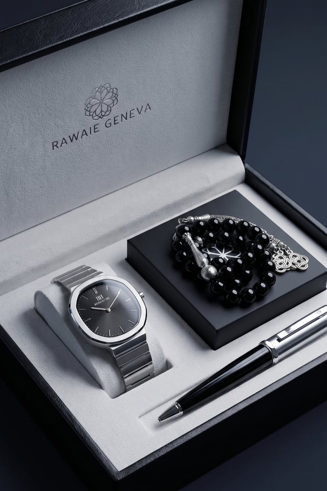 Luxury men's set: watch + pen + prayer bead gift BH-33-289 silver black dial