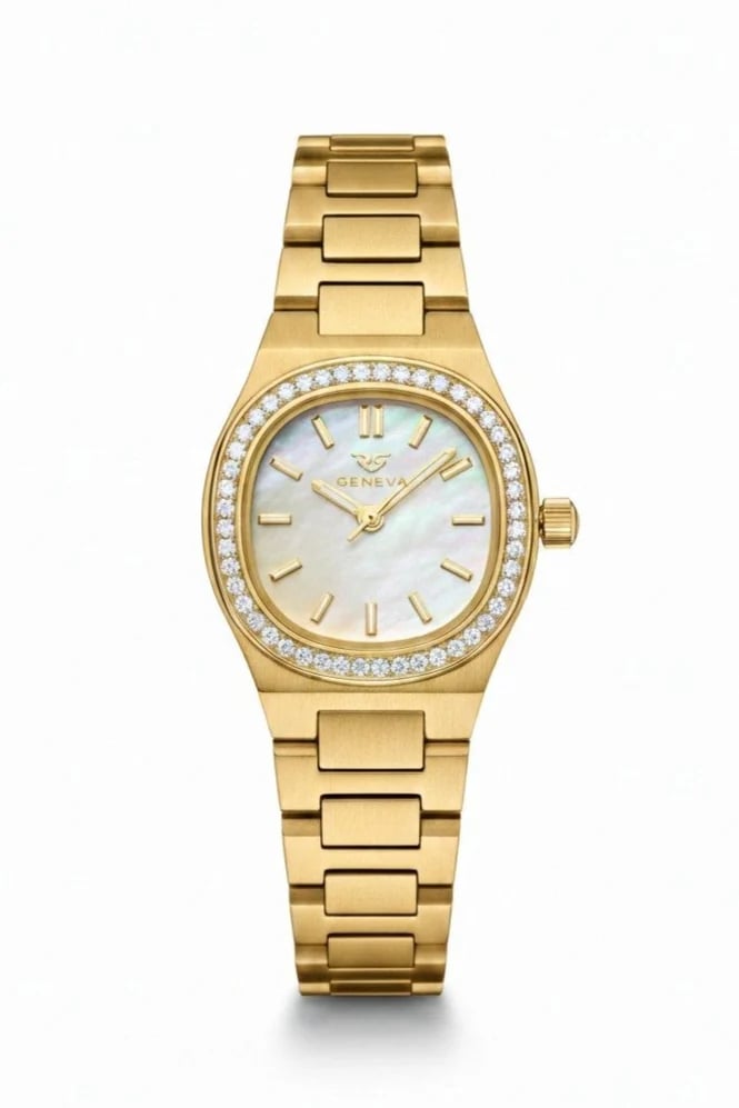 Women's watch Geneva brand GV022 gold mother of pearl dial