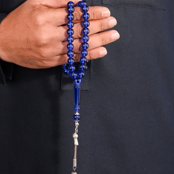 Men's prayer beads with clear beads SBH002 size 7